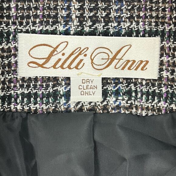 Vintage Lilli Ann Coat Blazer Union Label Black White Plaid Tweed Preppy Boho - Picture 10 of 11